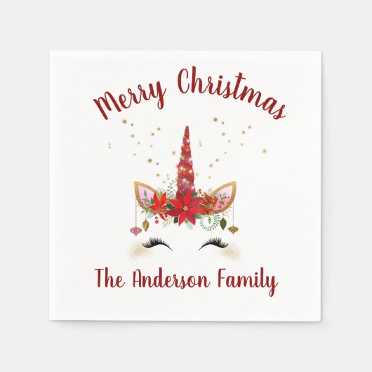 Schattigee eenhoorn kerstfeest servetten (Voorkant)