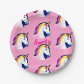 Schattigee eenhoorn magische naam meisjesverjaarda papieren bordje (Voorkant)