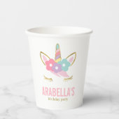 Schattigee Eenhoorn Meisjes Verjaardagsfeestje Pap Papieren Bekers (Voorkant)