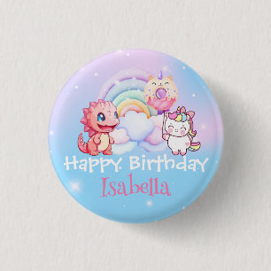 Schattigee eenhoorn regenboog Dino Donut ballon Ve Ronde Button 3,2 Cm