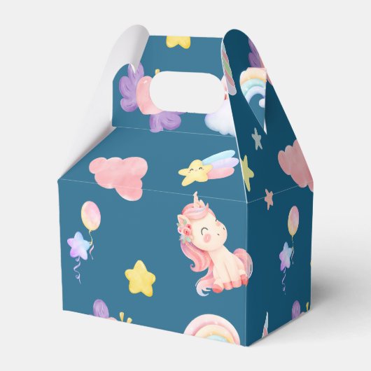 Schattigee Eenhoorn Regenboog hart ballon sterpatr Bedankdoosjes (Achterkant)