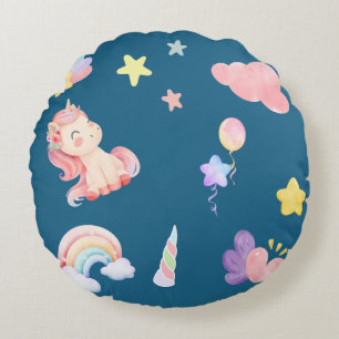 Schattigee Eenhoorn Regenboog hart ballon sterpatr Rond Kussen