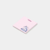Schattigee Eenhoorn Roze en Wit Raster Post-it® Notes (Schuin)