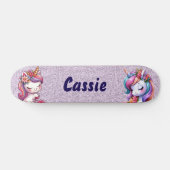 Schattigee Eenhoorn Roze Glitter Personaliseren Skateboard (Horizontaal)