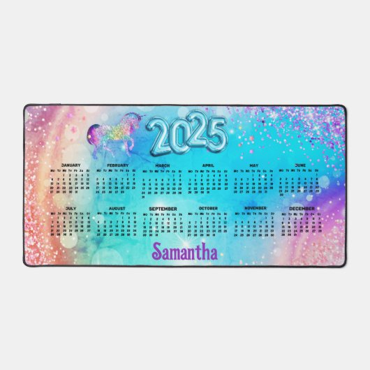 Schattigee eenhoorn roze Glitter regenboog aqua 20 Bureaumat (Voorkant)