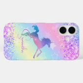 Schattigee eenhoorn roze Glitter regenboog monogra Case-Mate iPhone Case (Achterkant (horizontaal))