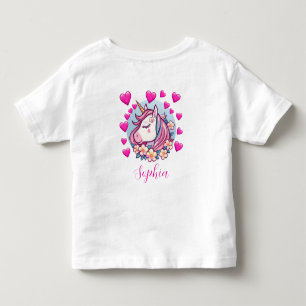 Schattigee eenhoorn, roze harten & bloemen, aangep kinder shirts