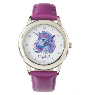 Schattigee eenhoorn roze & Paarse illustratie Horloge