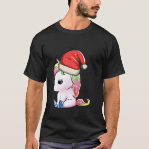 Schattigee Eenhoorn Santa Hat Lelijke Pajama Rendi T-shirt