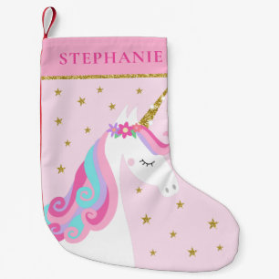Schattigee eenhoorn sterren glitter roze kleine kerstsok