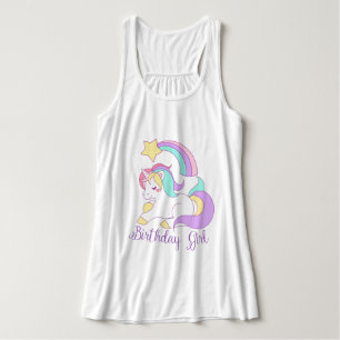 Schattigee Eenhoorn Verjaardag Meisje Trendy Typog Tanktop