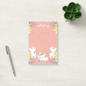 Schattigee eenhoorns en bloemen gepersonaliseerd post-it® notes (Kantoor)