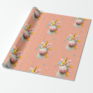 Schattigee eenhoornwol vilt meisjes verjaardagsfee cadeaupapier