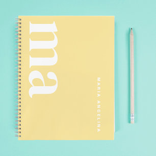 Schattigee Eenvoudige Gele Monogram School Notitieboek