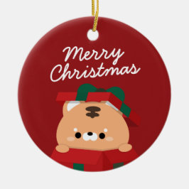 Schattigee eenvoudige leuke vrolijke kerst keramisch ornament