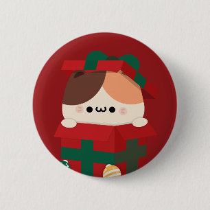 Schattigee eenvoudige leuke vrolijke kerst ronde button 5,7 cm