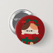 Schattigee eenvoudige leuke vrolijke kerst ronde button 5,7 cm (Voorkant /achterkant)