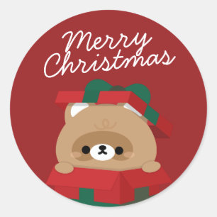 Schattigee eenvoudige leuke vrolijke kerst ronde sticker