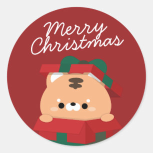 Schattigee eenvoudige leuke vrolijke kerst ronde sticker