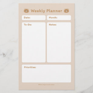 Schattigee eenvoudige minimalistische weekplanner briefpapier