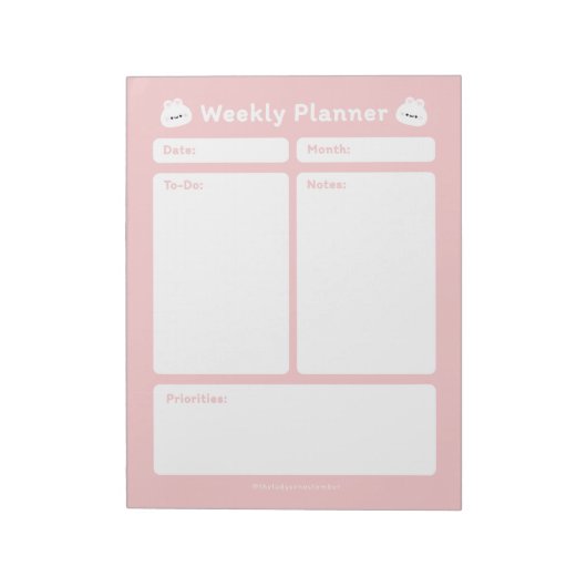 Schattigee eenvoudige minimalistische weekplanner notitieblok (Gedraaid)