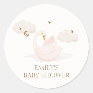Schattigee Eenvoudige Princess Swan Moon Star Baby Ronde Sticker
