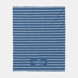 Schattigee eenvoudige strepen blauw wit familie fleece deken