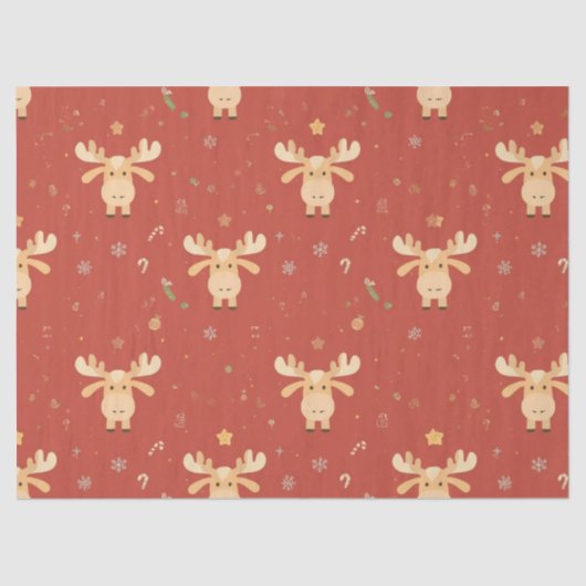 Schattigee Eenvoudige vrolijke kerst cartoon rendi Tissuepapier (Voorkant)