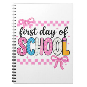 Schattigee eerste dag schoolontwerp notitieboek
