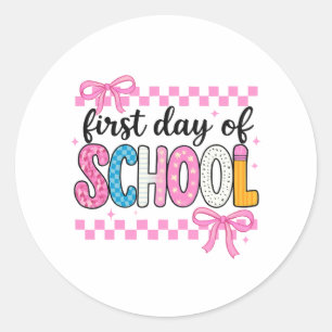 Schattigee eerste dag schoolontwerp ronde sticker