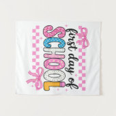 Schattigee eerste dag schoolontwerp wandkleed (Voorkant (horizontaal))