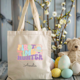 Schattigee eerste keer Hunter Easter Egg Hunt Canv Tote Bag