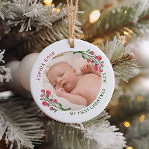 Schattigee eerste kerst nieuwe baby keramische Orn