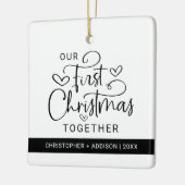 Schattigee eerste kerst samen foto kerst keramisch ornament (Links)