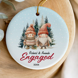 Schattigee eerste kerst verloving noordse thema keramisch ornament