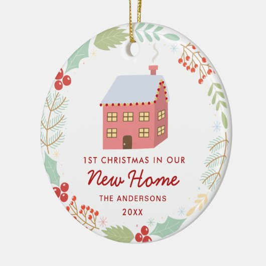 Schattigee eerste kerstdag in ons nieuwe huis keramisch ornament (Links)