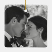 Schattigee Eerste Kerstdag Mr. Mrs Photo Christmas Keramisch Ornament (Achterkant)