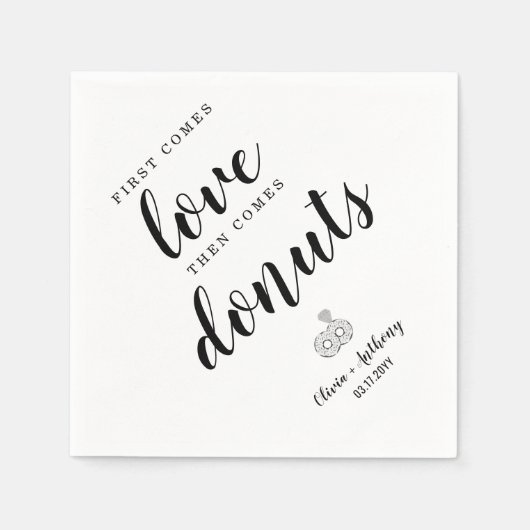 Schattigee eerste komt liefde donuts bruiloft zoet servet (Voorkant)