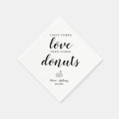 Schattigee eerste komt liefde donuts bruiloft zoet servet (Hoek)