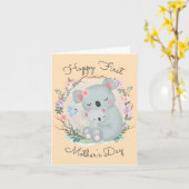 Schattigee eerste Moederdag gevouwen Wenskaart Kaart (Gele Bloem)