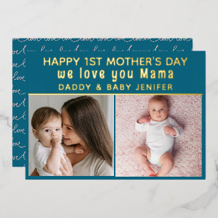 Schattigee eerste Moederdag mama  Foto Folie Feestdagenkaart