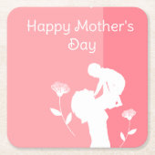 Schattigee eerste Moederdag Vierkante Kartonnen Onderzetter (Voorkant)