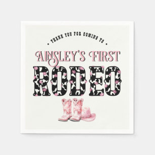 Schattigee eerste Rodeo Roze gepersonaliseerde 1e  Servet