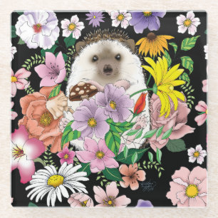 Schattigee egel bloemen glazen onderzetter