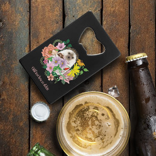 Schattigee egel bloemen kredietkaart flessenopener