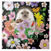 Schattigee egel bloemen tegeltje (Voorkant)