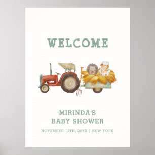 Schattigee Egel Boerderij Tractor Baby shower Welk Poster