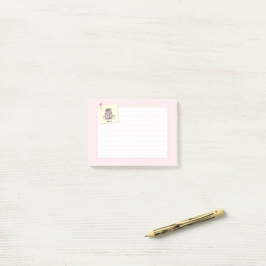 Schattigee egel Custom Name Pink Post-it® Notes (Op bureau)