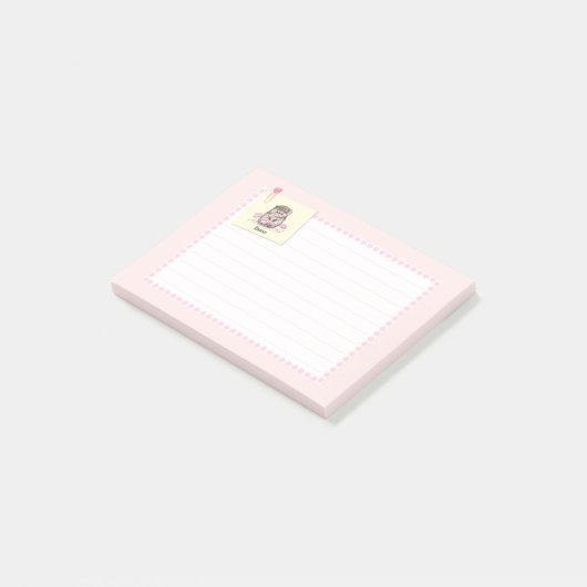 Schattigee egel Custom Name Pink Post-it® Notes (Schuin)