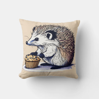 Schattigee egel genieten van een Blueberry Muffin Kussen